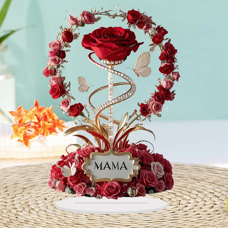 1 rose plate en acrylique de 20 cm, support idéal pour un anniversaire, la fête des mères, une table ou une décoration.