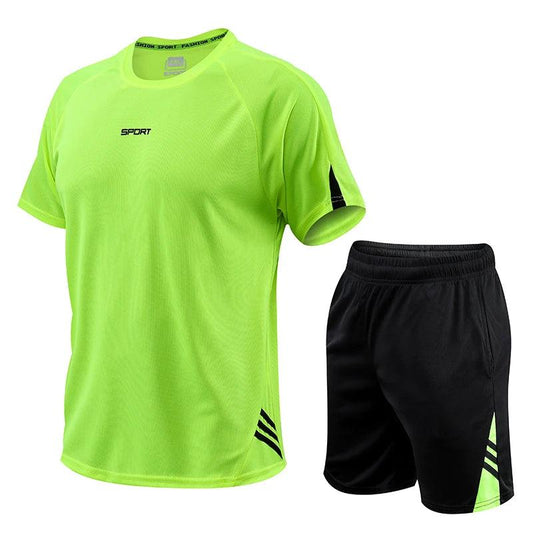 Combinaison de sport d'été à manches courtes pour hommes, vêtements de course à séchage rapide, basket-ball, football, entraînement d'été, vêtements de fitness, matin