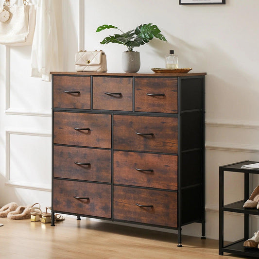 Commode JHK pour chambre à coucher avec 9 tiroirs de rangement en tissu, armoire haute, organisateur de coffre, placard, meubles pour vêtements pour adultes et enfants