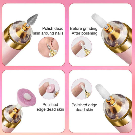 Ponceuse à ongles électrique 5 en 1 avec lumière, mini stylo de manucure électrique portable pour enlever le gel
