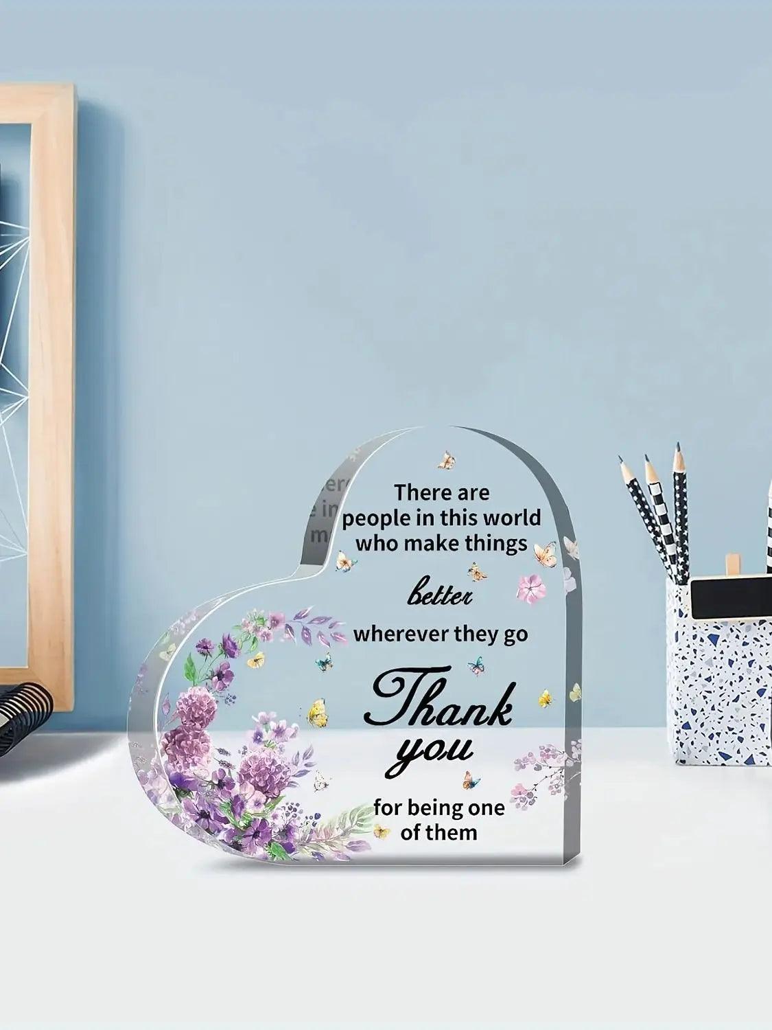 Cadeaux d'appréciation pour femmes, presse-papier en cristal en forme de cœur en acrylique, cadeaux de gratitude pour collègue ou patron