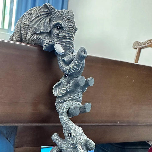 Lot de 3 éléphants uniques pour la fête des mères et Thanksgiving, décorations d'extérieur pour la maison, petites statues en résine peintes à la main