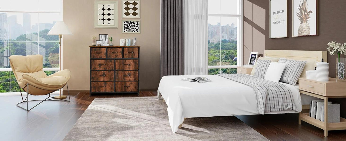 Commode JHK pour chambre à coucher avec 9 tiroirs de rangement en tissu, armoire haute, organisateur de coffre, placard, meubles pour vêtements pour adultes et enfants