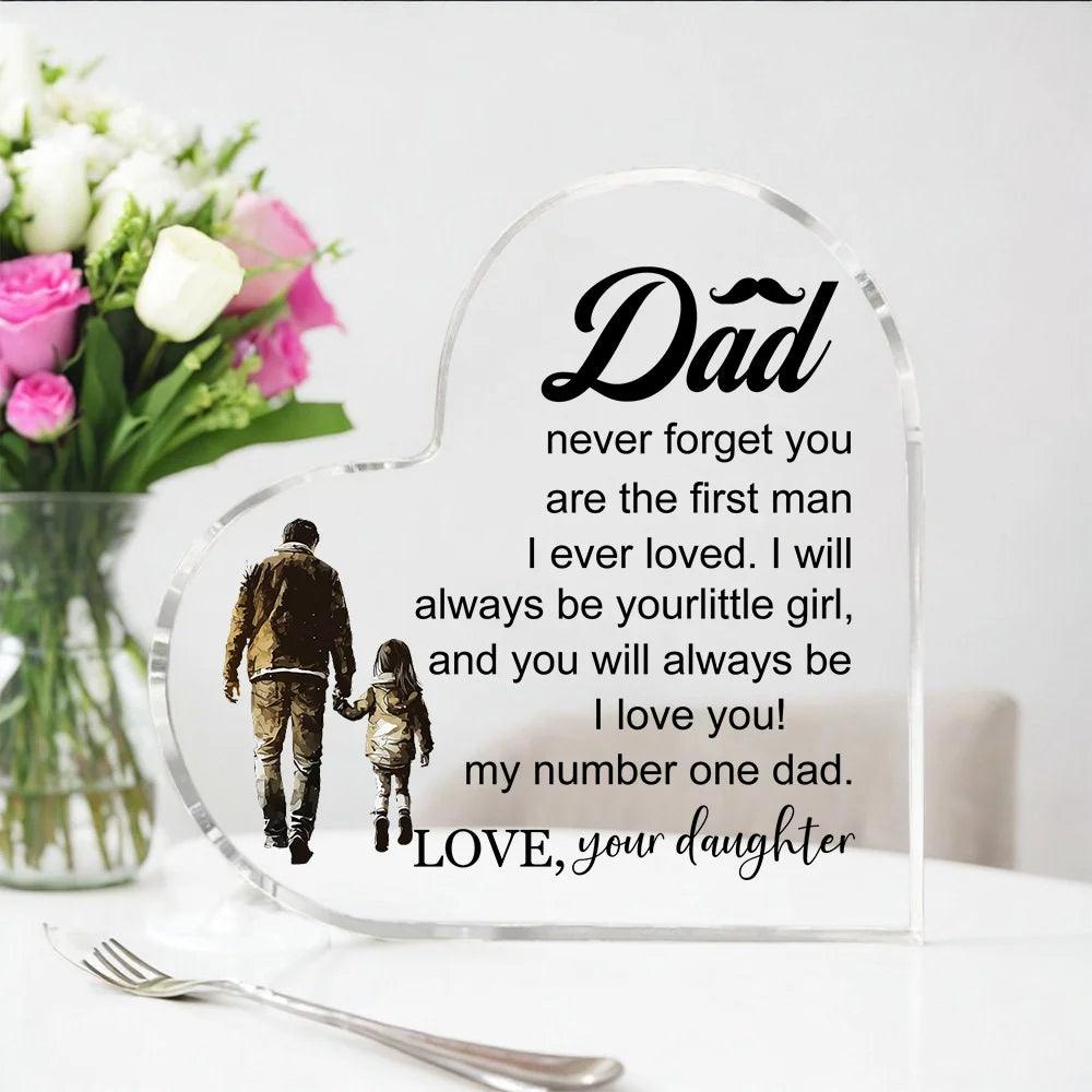 1 Pcs Papa transparent Cadeaux De Fille fils pour mon meilleur papa Cadeau en forme de cœur Pour mon père Ornements de maison Cadeau d'anniversaire