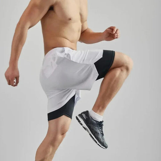 Short de sport deux-en-un pour homme, respirant, décontracté, séchage rapide, double couche, pour l'été, pour la course à pied, tailles M à 3XL