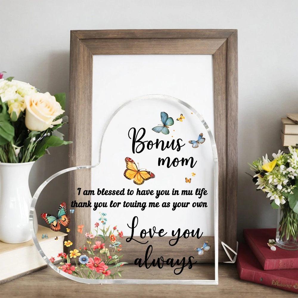 1 cadeau transparent, cadeau de la part de ma fille et de mon fils pour ma meilleure maman, cadeau en forme de cœur pour ma mère, ornements pour la maison, cadeau d'anniversaire