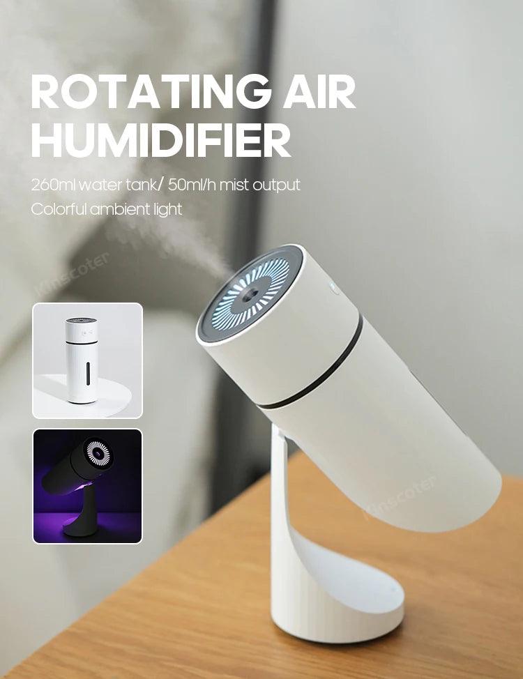 Humidificateur d'air sans fil 260 ml, diffuseur d'aromathérapie USB, batterie rechargeable 1000 mAh, brumisateur ultrasonique silencieux