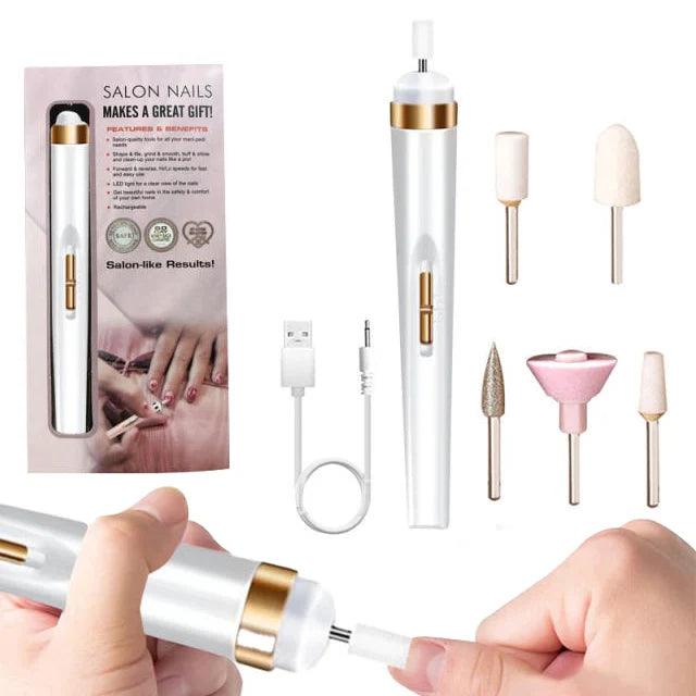Ponceuse à ongles électrique 5 en 1 avec lumière, mini stylo de manucure électrique portable pour enlever le gel