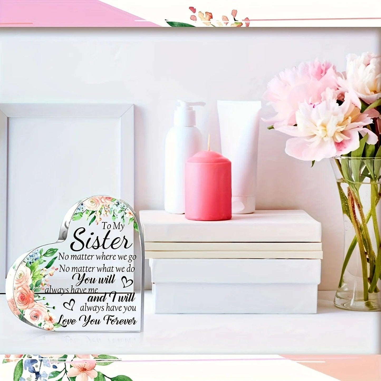 1 plaque d'amitié pour femme, cadeau idéal pour une amie, une sœur, un anniversaire, un remerciement (style minimaliste)