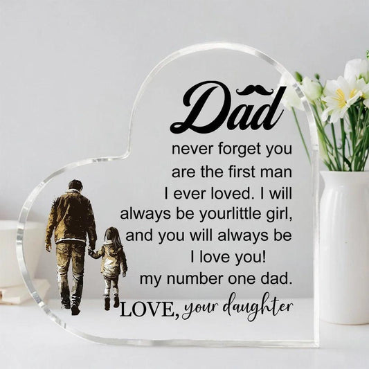 1 Pcs Papa transparent Cadeaux De Fille fils pour mon meilleur papa Cadeau en forme de cœur Pour mon père Ornements de maison Cadeau d'anniversaire