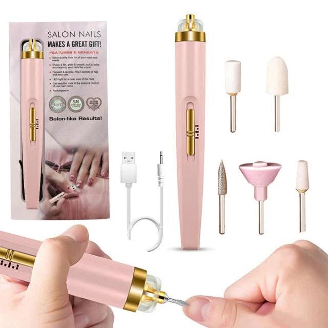 Ponceuse à ongles électrique 5 en 1 avec lumière, mini stylo de manucure électrique portable pour enlever le gel
