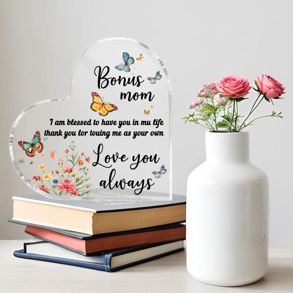 1 cadeau transparent, cadeau de la part de ma fille et de mon fils pour ma meilleure maman, cadeau en forme de cœur pour ma mère, ornements pour la maison, cadeau d'anniversaire