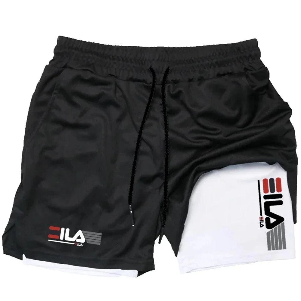 Men's Two-in-one Sports Shorts Breathable Casual Quick-drying Double-layer Shorts Summer Running Sportswear Bottoms M-3XL - Grivelo