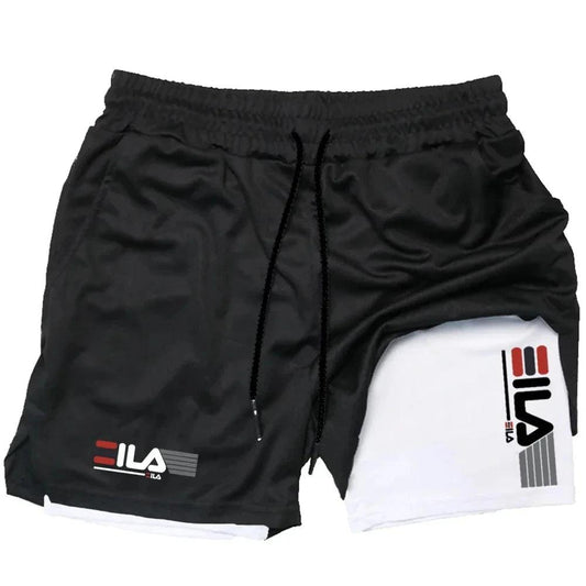 Short de sport deux-en-un pour homme, respirant, décontracté, séchage rapide, double couche, pour l'été, pour la course à pied, tailles M à 3XL