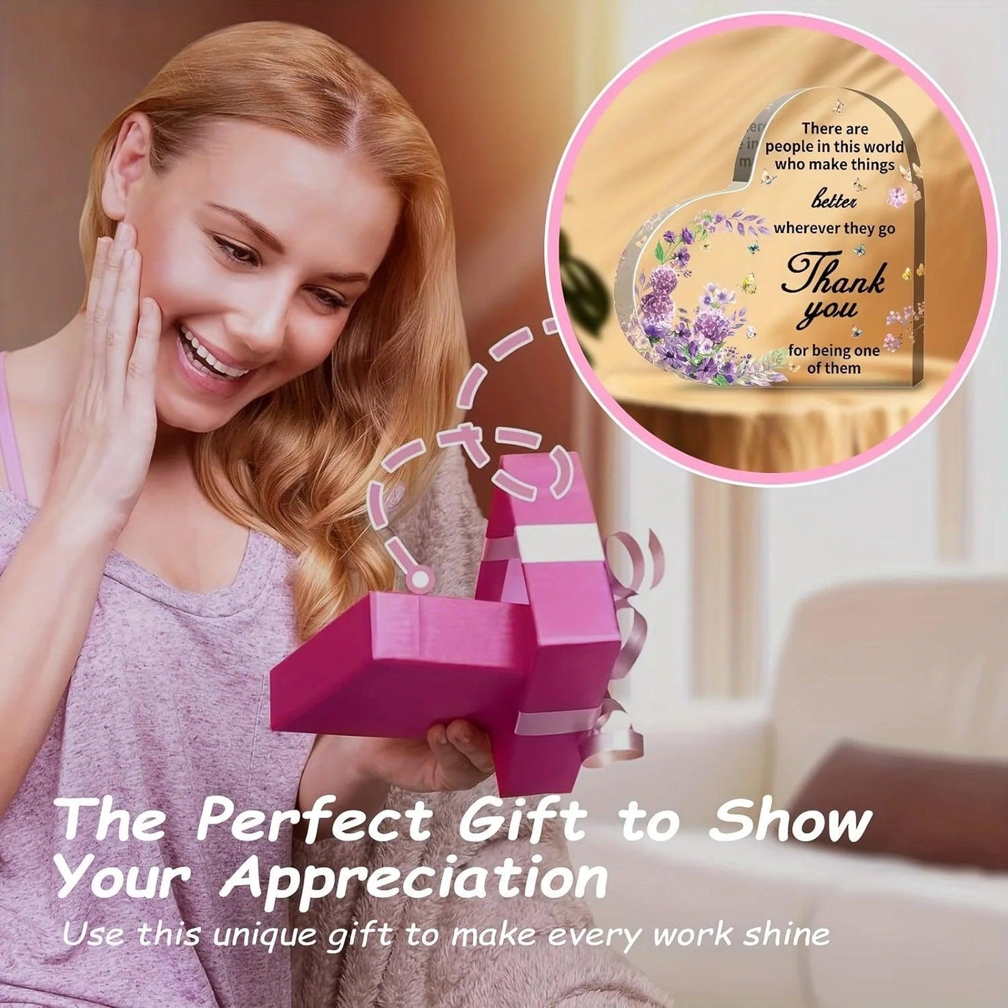 Cadeaux d'appréciation pour femmes, presse-papier en cristal en forme de cœur en acrylique, cadeaux de gratitude pour collègue ou patron