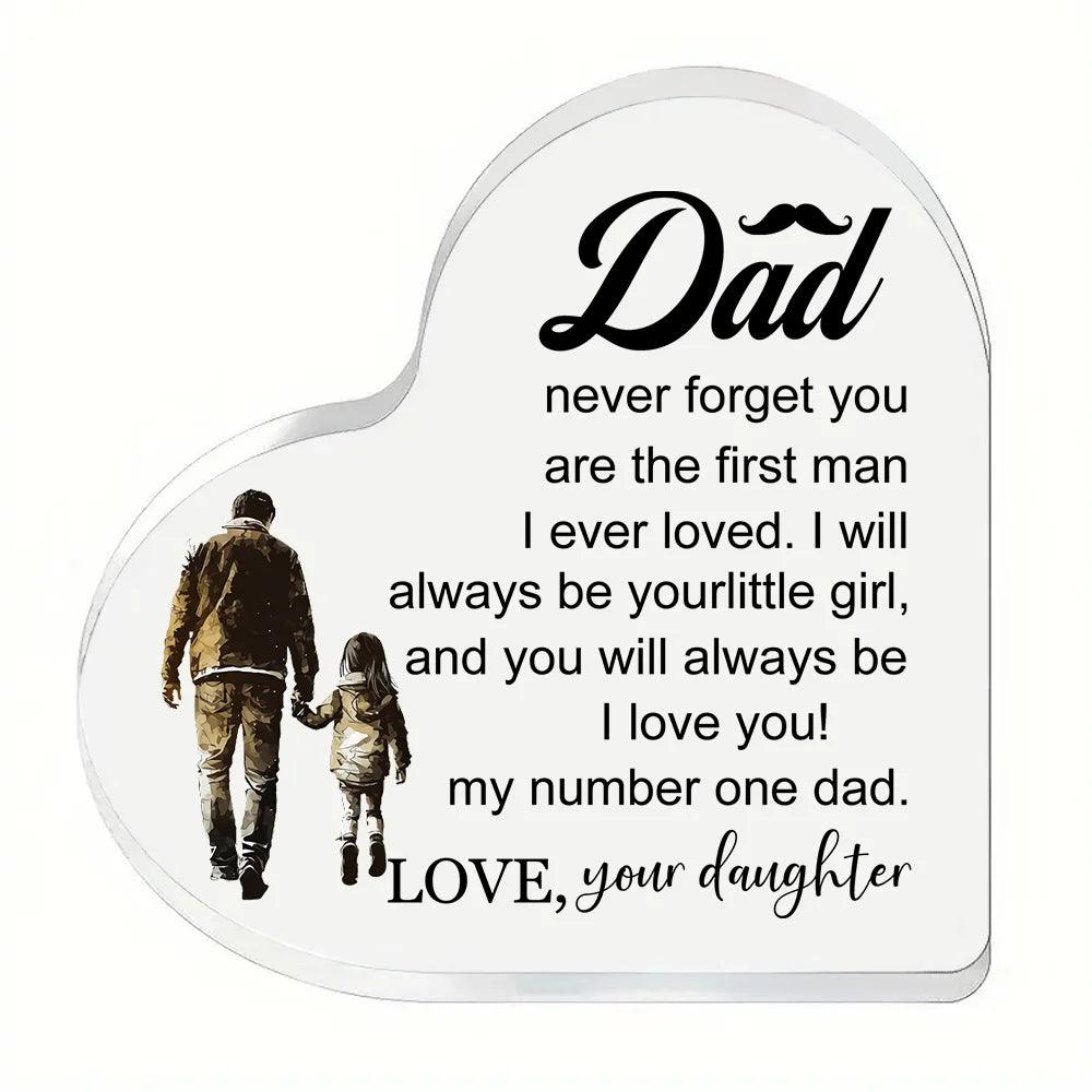1 Pcs Papa transparent Cadeaux De Fille fils pour mon meilleur papa Cadeau en forme de cœur Pour mon père Ornements de maison Cadeau d'anniversaire