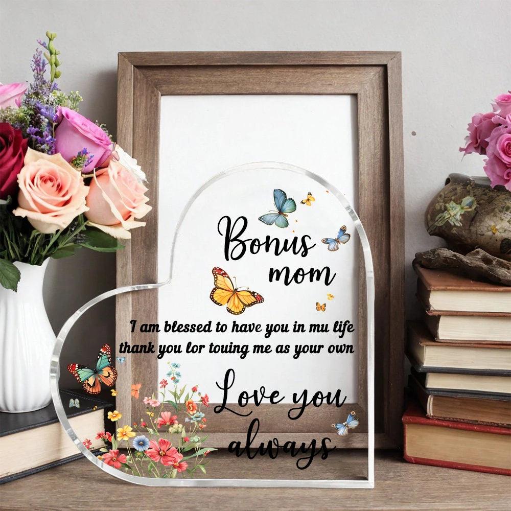 1 cadeau transparent, cadeau de la part de ma fille et de mon fils pour ma meilleure maman, cadeau en forme de cœur pour ma mère, ornements pour la maison, cadeau d'anniversaire
