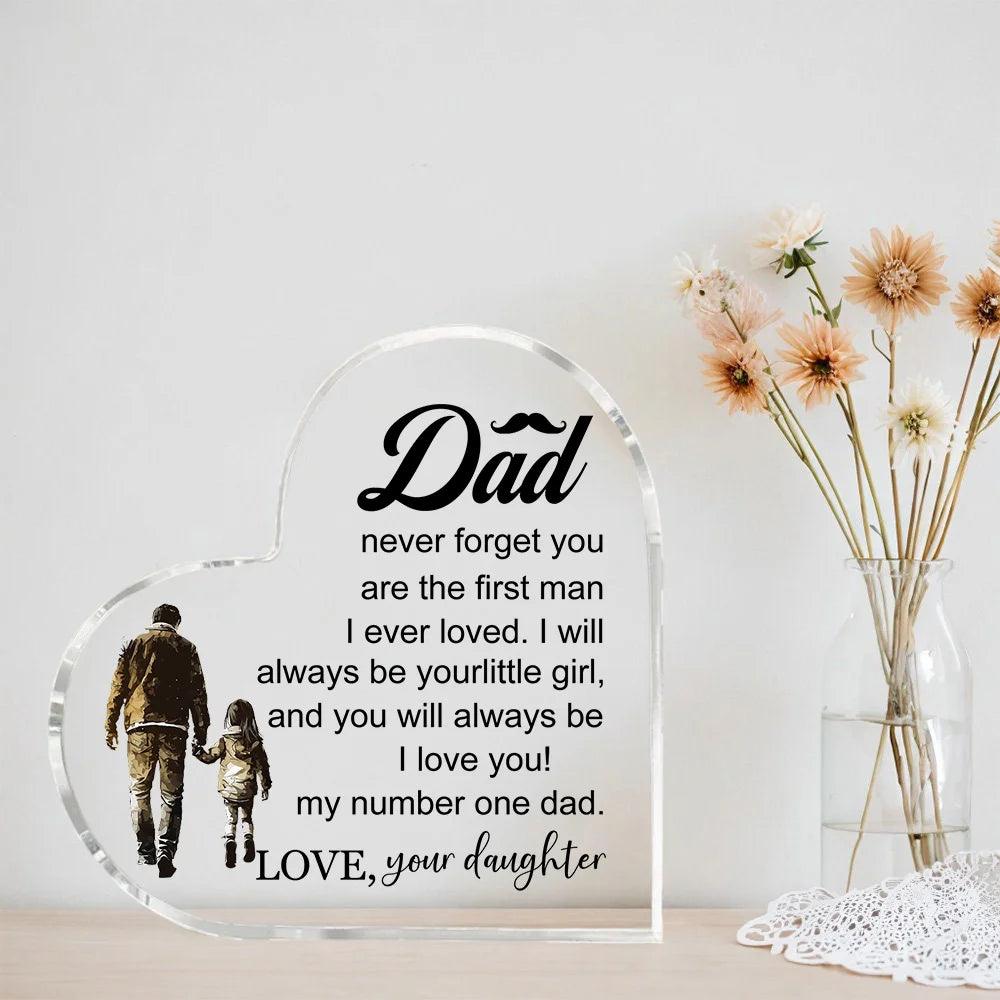 1 Pcs Papa transparent Cadeaux De Fille fils pour mon meilleur papa Cadeau en forme de cœur Pour mon père Ornements de maison Cadeau d'anniversaire