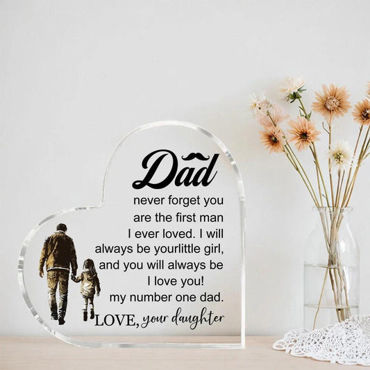 1 Pcs Papa transparent Cadeaux De Fille fils pour mon meilleur papa Cadeau en forme de cœur Pour mon père Ornements de maison Cadeau d'anniversaire