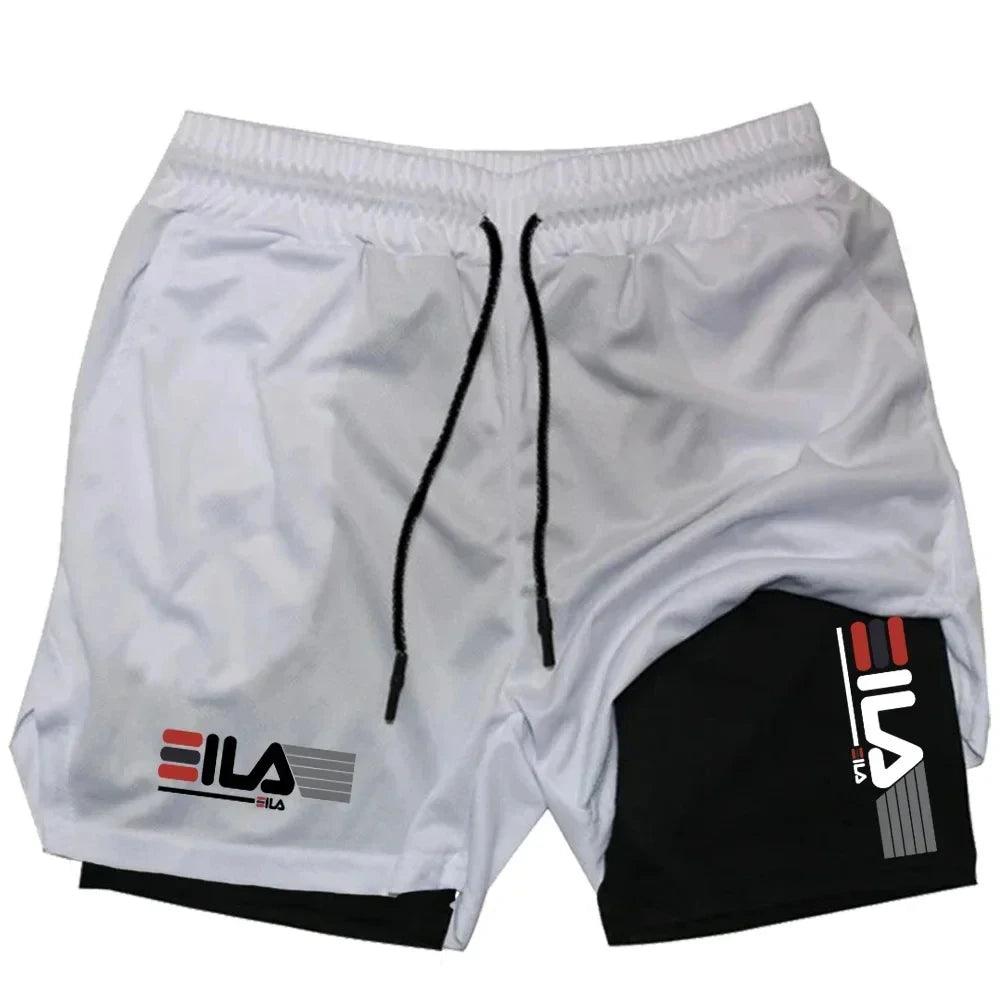 Men's Two-in-one Sports Shorts Breathable Casual Quick-drying Double-layer Shorts Summer Running Sportswear Bottoms M-3XL - Grivelo