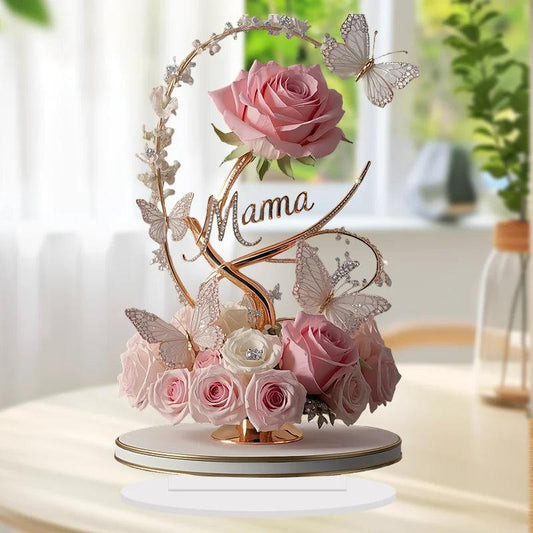 1 rose plate en acrylique de 20 cm, support idéal pour un anniversaire, la fête des mères, une table ou une décoration.