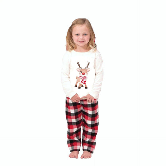 Ensemble de pyjama à manches longues pour la famille, imprimé élan de Noël 2024, vêtements de maison
