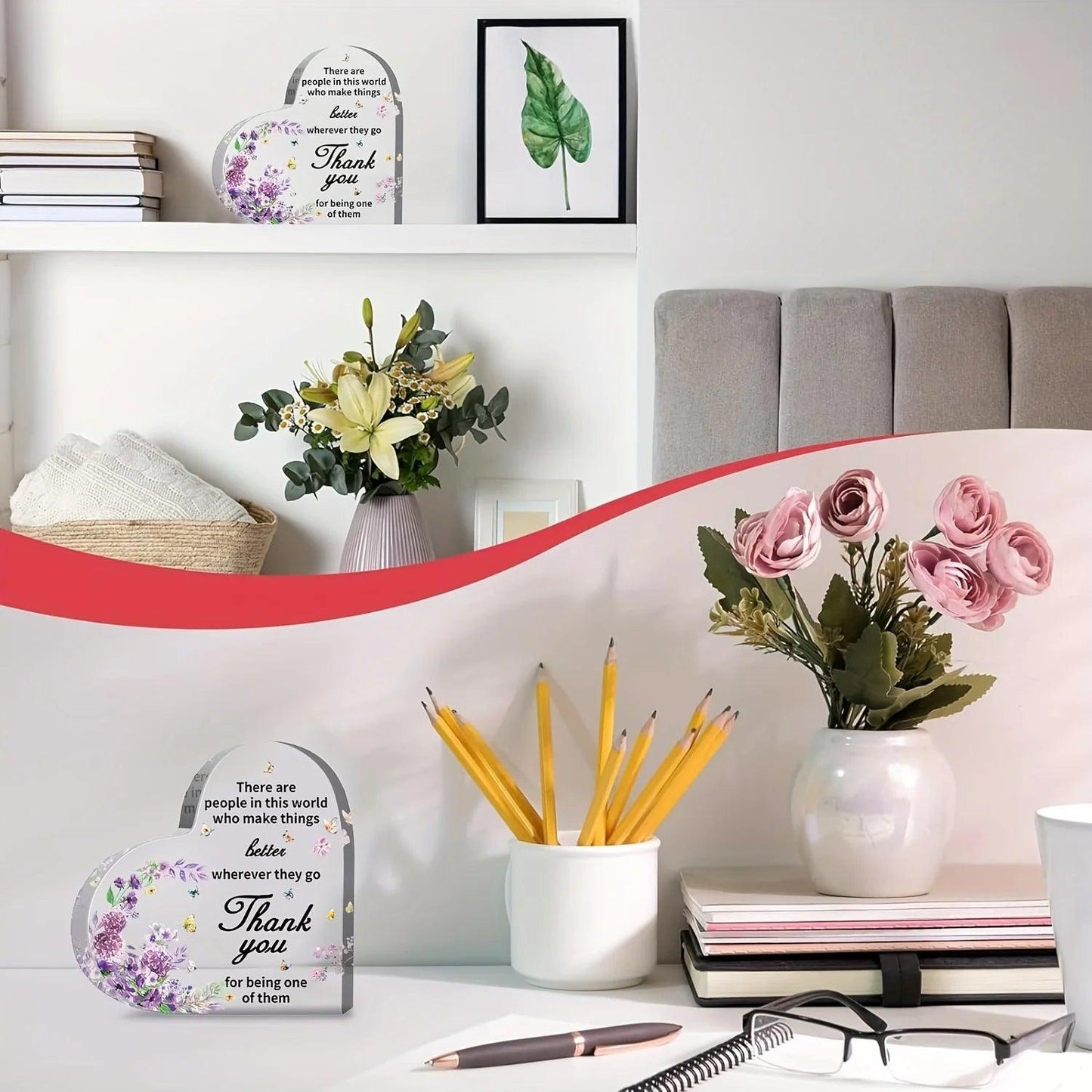 Cadeaux d'appréciation pour femmes, presse-papier en cristal en forme de cœur en acrylique, cadeaux de gratitude pour collègue ou patron