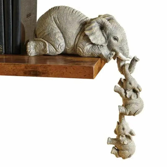 Lot de 3 éléphants uniques pour la fête des mères et Thanksgiving, décorations d'extérieur pour la maison, petites statues en résine peintes à la main