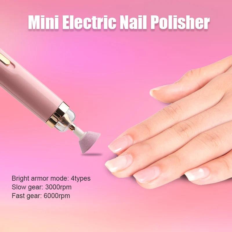 Ponceuse à ongles électrique 5 en 1 avec lumière, mini stylo de manucure électrique portable pour enlever le gel