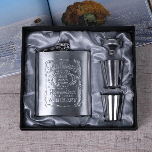 Flasque de poche portable en acier inoxydable pour whisky, 227 ml, contenant pour boissons alcoolisées, coffret cadeau, bouteille de vodka, outils