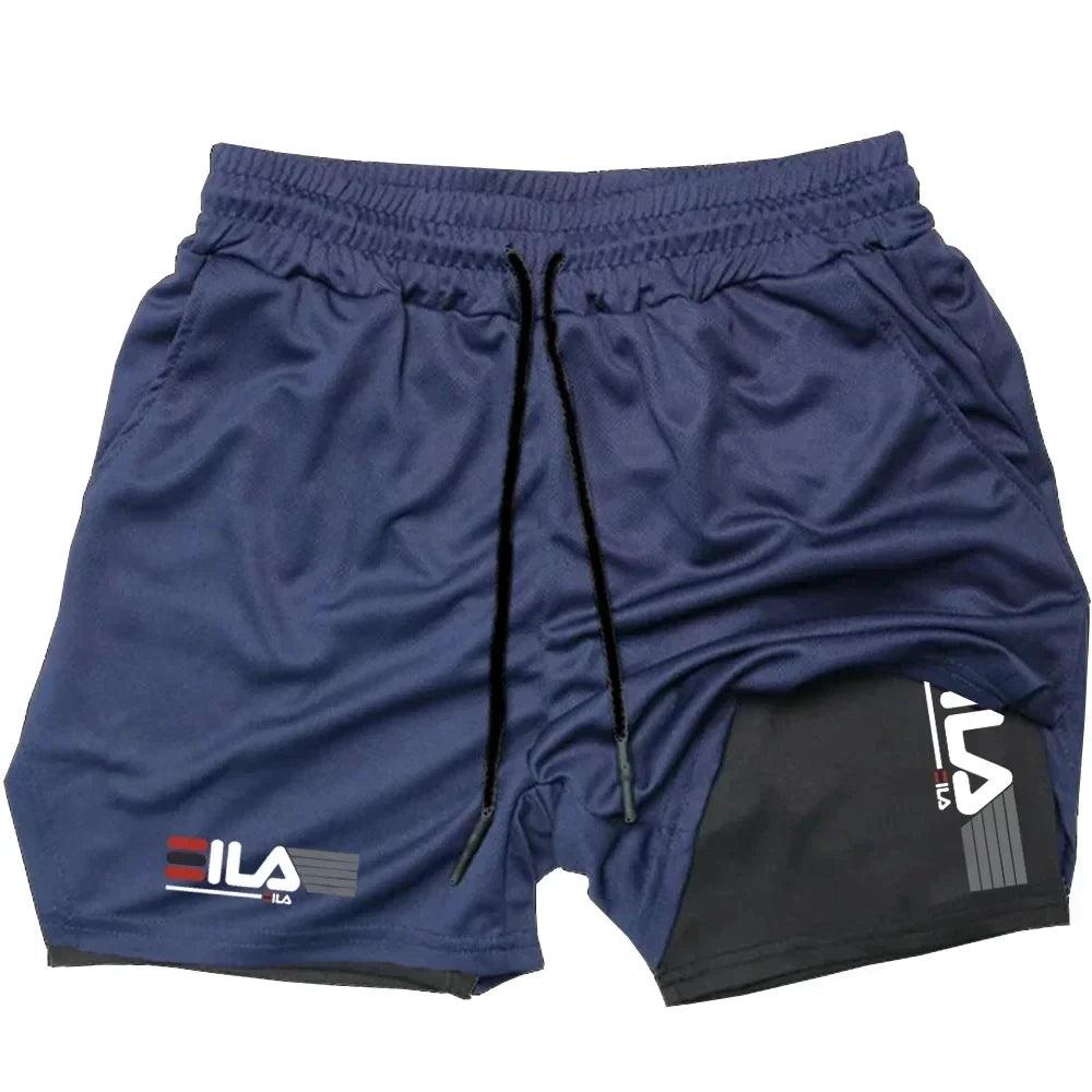 Men's Two-in-one Sports Shorts Breathable Casual Quick-drying Double-layer Shorts Summer Running Sportswear Bottoms M-3XL - Grivelo