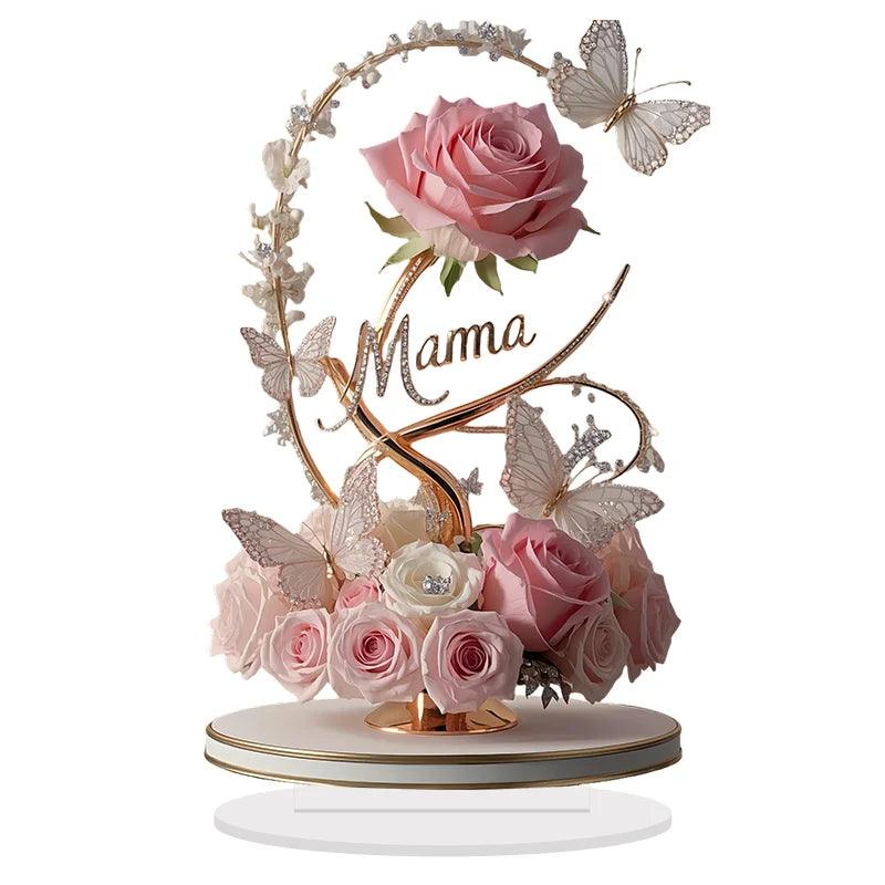 1 rose plate en acrylique de 20 cm, support idéal pour un anniversaire, la fête des mères, une table ou une décoration.