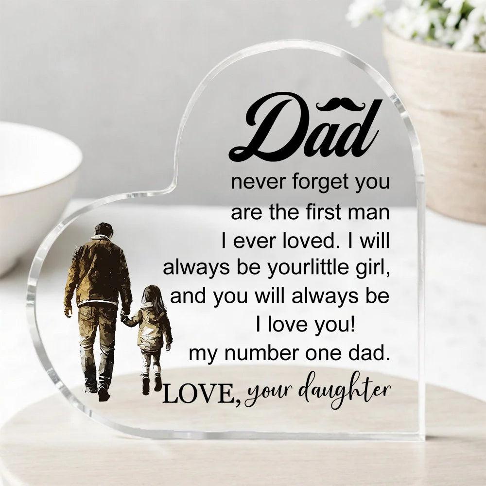 1 Pcs Papa transparent Cadeaux De Fille fils pour mon meilleur papa Cadeau en forme de cœur Pour mon père Ornements de maison Cadeau d'anniversaire