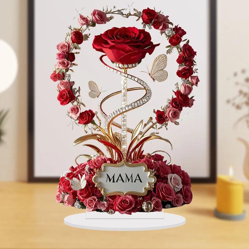 1 rose plate en acrylique de 20 cm, support idéal pour un anniversaire, la fête des mères, une table ou une décoration.