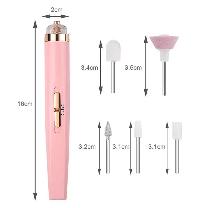 Ponceuse à ongles électrique 5 en 1 avec lumière, mini stylo de manucure électrique portable pour enlever le gel