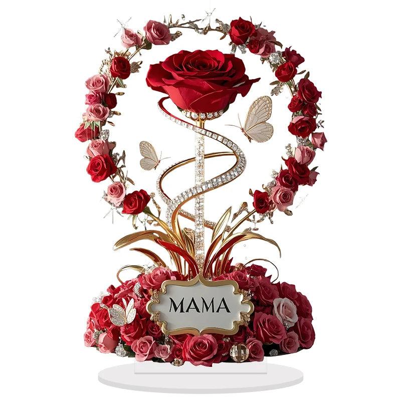 1 rose plate en acrylique de 20 cm, support idéal pour un anniversaire, la fête des mères, une table ou une décoration.