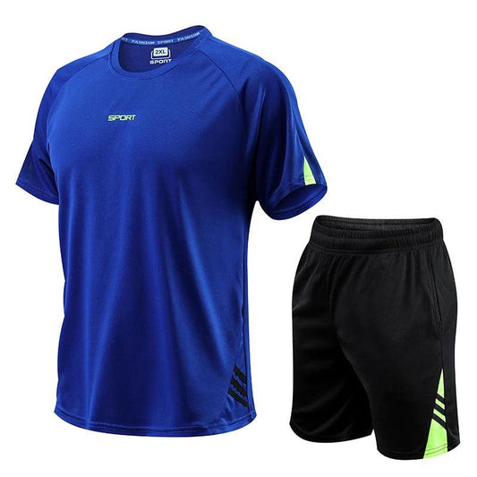 Combinaison de sport d'été à manches courtes pour hommes, vêtements de course à séchage rapide, basket-ball, football, entraînement d'été, vêtements de fitness, matin