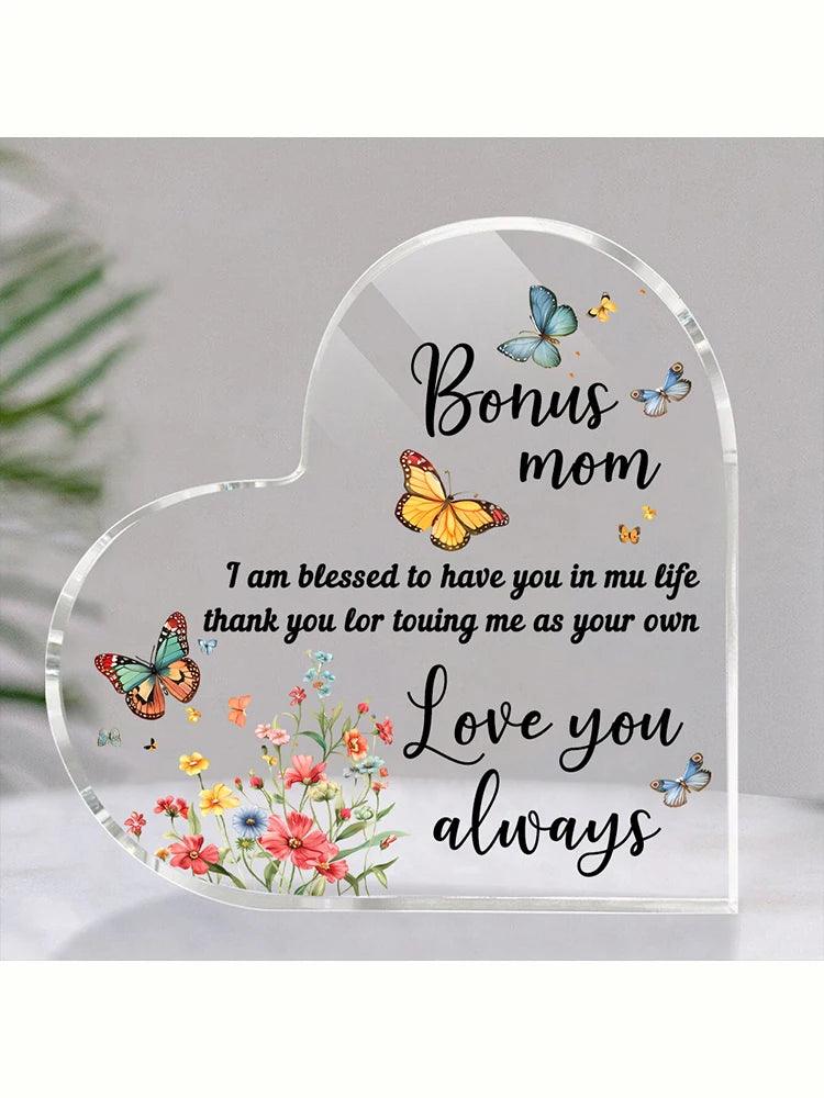 1 cadeau transparent, cadeau de la part de ma fille et de mon fils pour ma meilleure maman, cadeau en forme de cœur pour ma mère, ornements pour la maison, cadeau d'anniversaire