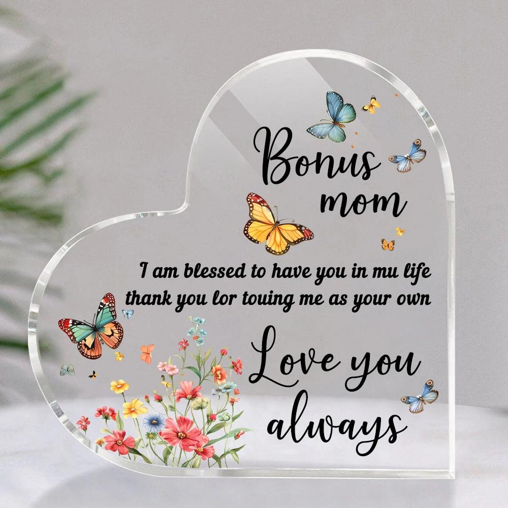 1 cadeau transparent, cadeau de la part de ma fille et de mon fils pour ma meilleure maman, cadeau en forme de cœur pour ma mère, ornements pour la maison, cadeau d'anniversaire