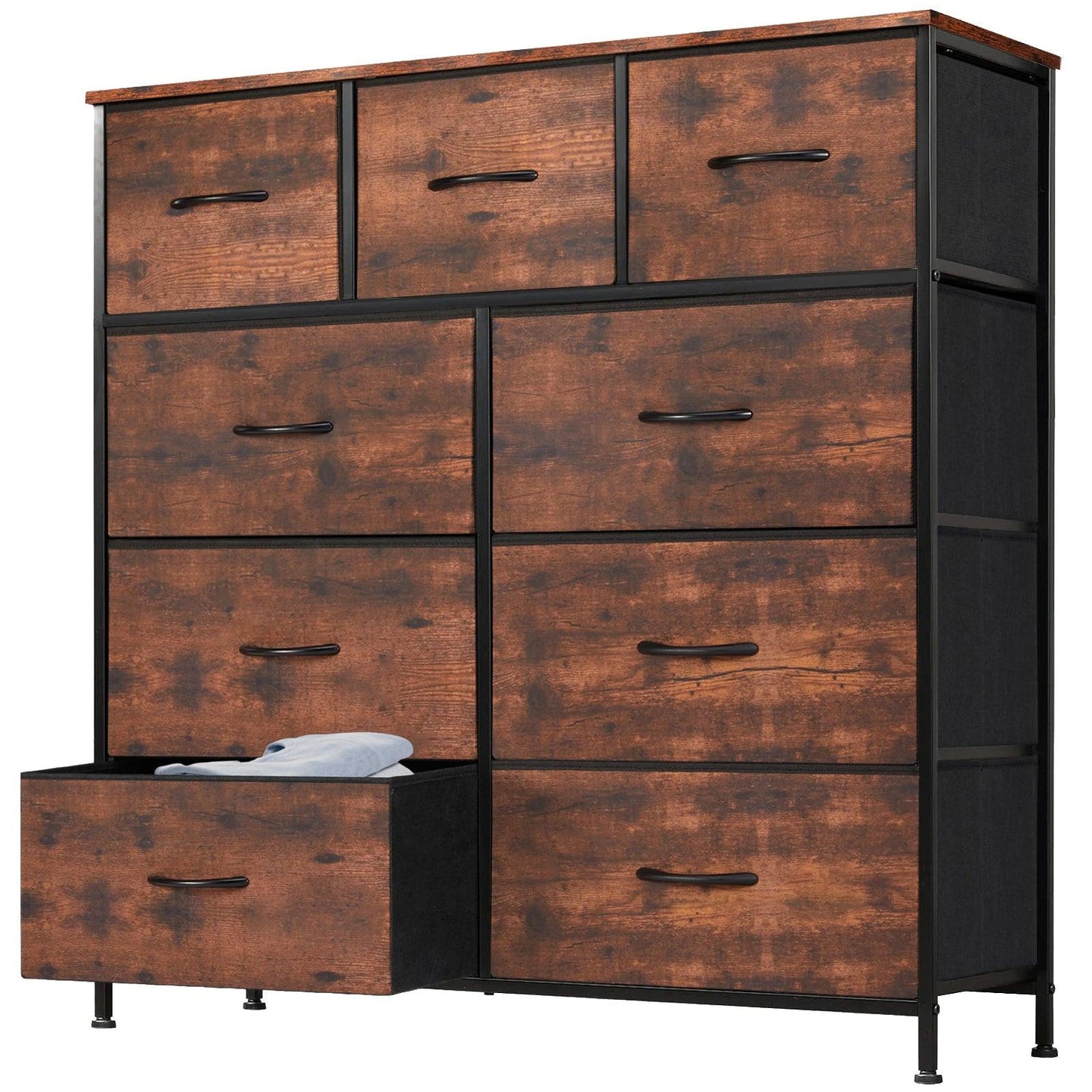 Commode JHK pour chambre à coucher avec 9 tiroirs de rangement en tissu, armoire haute, organisateur de coffre, placard, meubles pour vêtements pour adultes et enfants