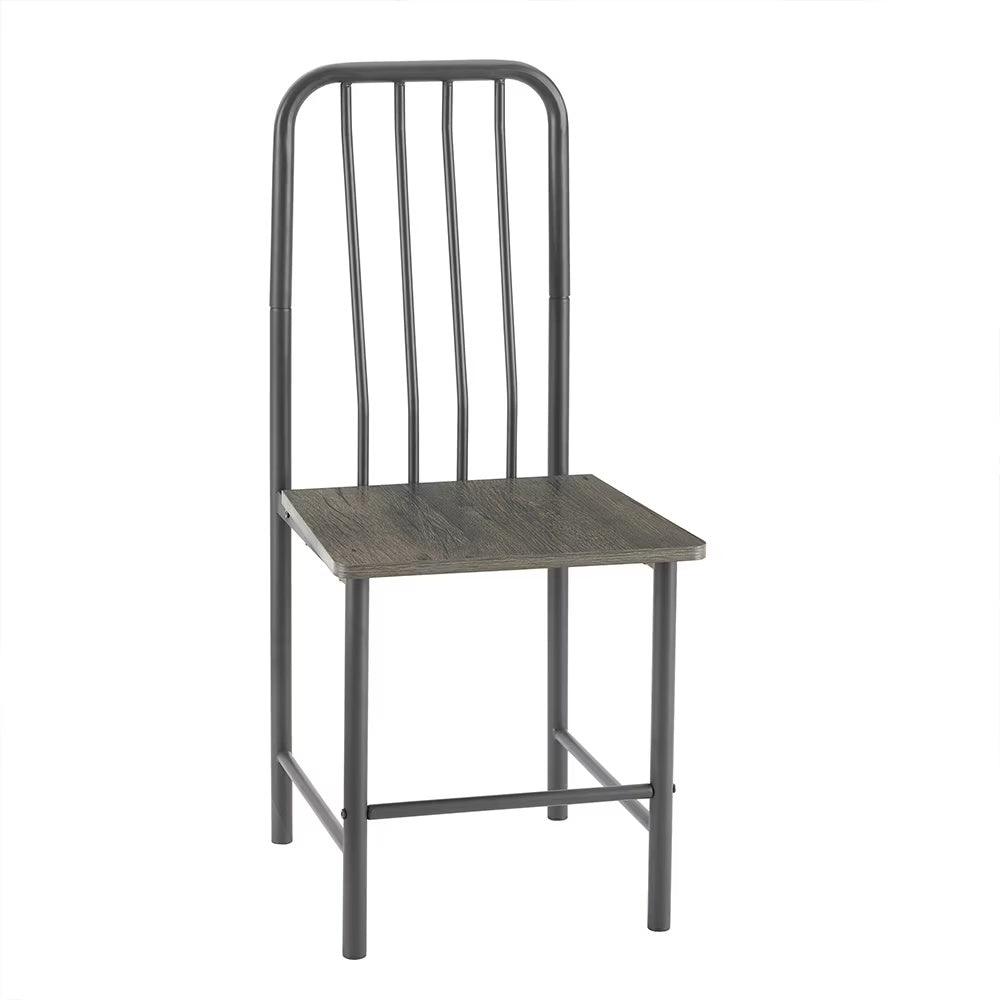 Ensemble de salle à manger pour 2 personnes, table carrée en verre trempé avec 4 pieds et 2 chaises en métal, pour la maison, le bureau, la cuisine ou la salle à manger, noir et marron