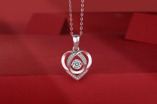Heart To Have Your Luxurious Fashion Diamond Pendant Necklace Set With Mosan Diamond Silver Ornaments