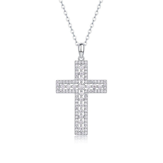 Shelter Luxury Fashion Diamond Pendant Necklace Set With Mosan Diamond Silver Ornaments