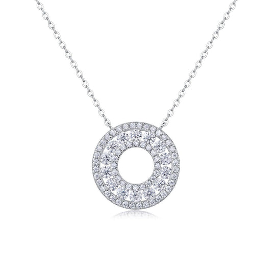 Reciprocating Luxury Fashion Diamond Pendant Necklace Set With Mosan Diamond Silver Ornaments