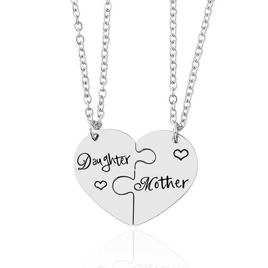 Lot de 2 colliers avec pendentif en forme de cœur en acier inoxydable argenté, idéal pour la fête des mères