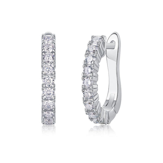 Boucles d'oreilles à clous en diamant de luxe Modern Guide, serties de diamants Mosan et d'ornements en argent