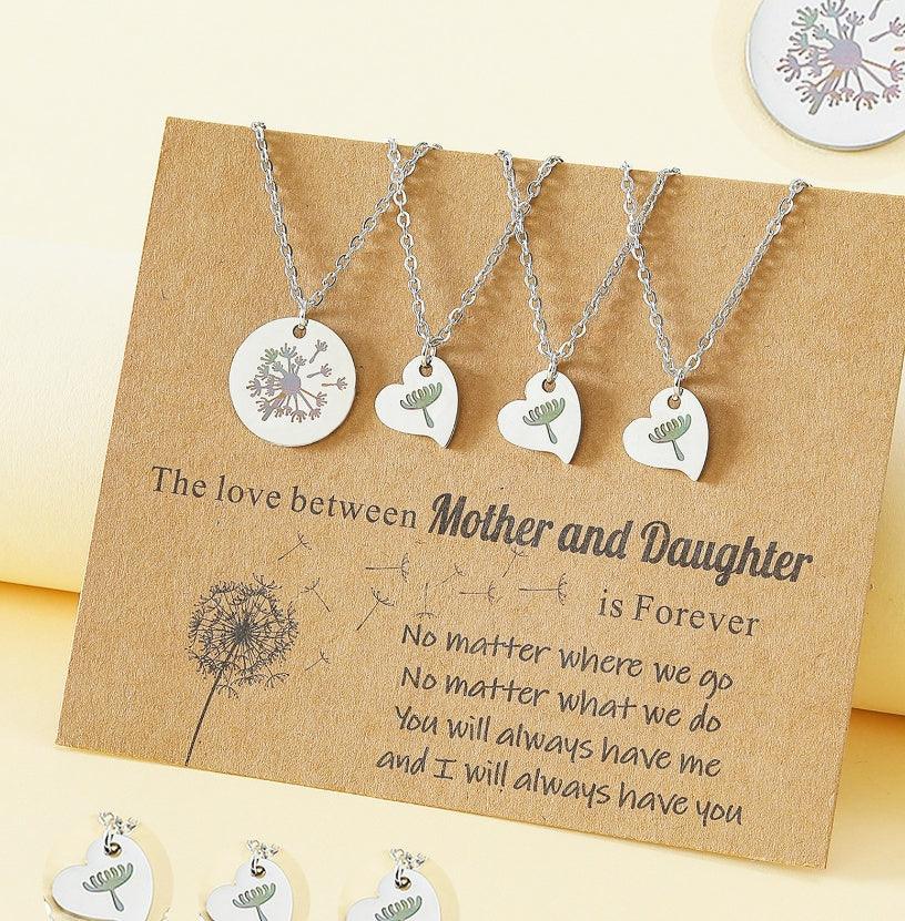 Collier carte fête des mères Cœur Clavicule parent-enfant