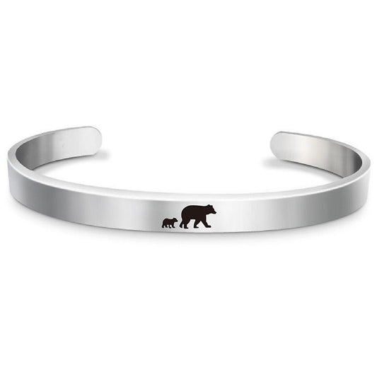 Stainless Steel Mama Bear Bracelet Mother's Day Gift