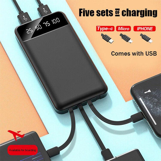 Batterie externe portable 10 000 mAh avec 4 câbles intégrés