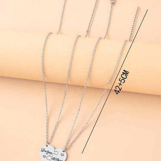 Lot de 2 colliers avec pendentif en forme de cœur en acier inoxydable argenté, idéal pour la fête des mères